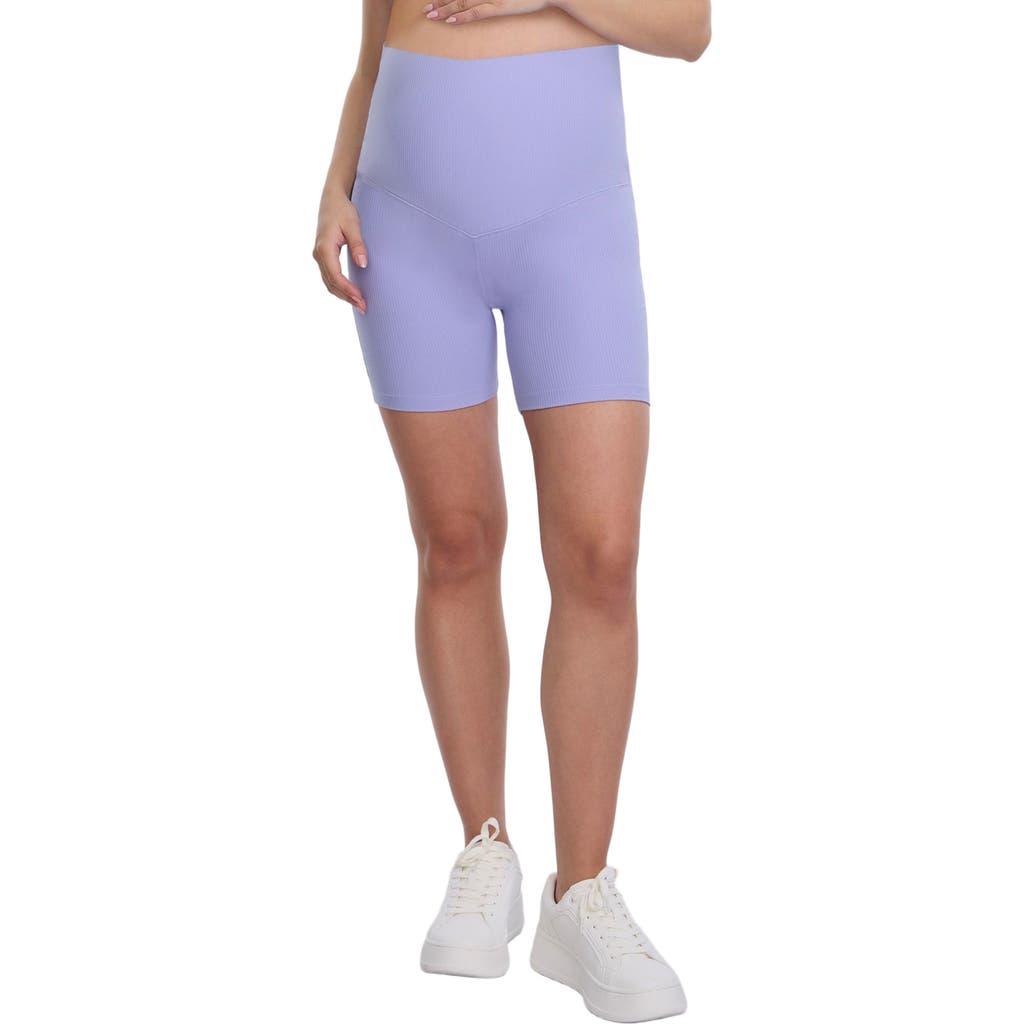 MOTHERHOOD MATERNITY 6 1/2" Ribbed Maternity Biker Short in Sweet Lavender at Nordstrom, Size Small