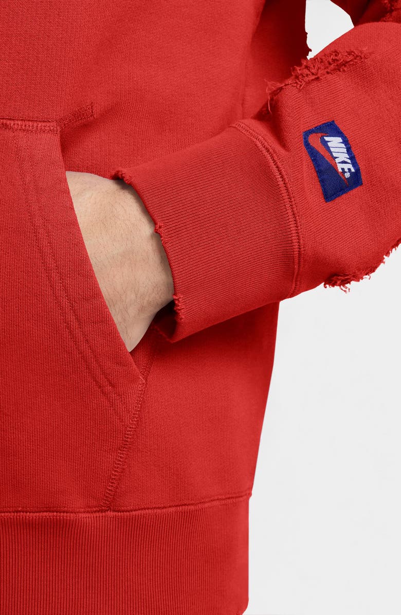 Jordan Rare Air Oversize Distressed Pullover Hoodie, Alternate, color, Chile Red