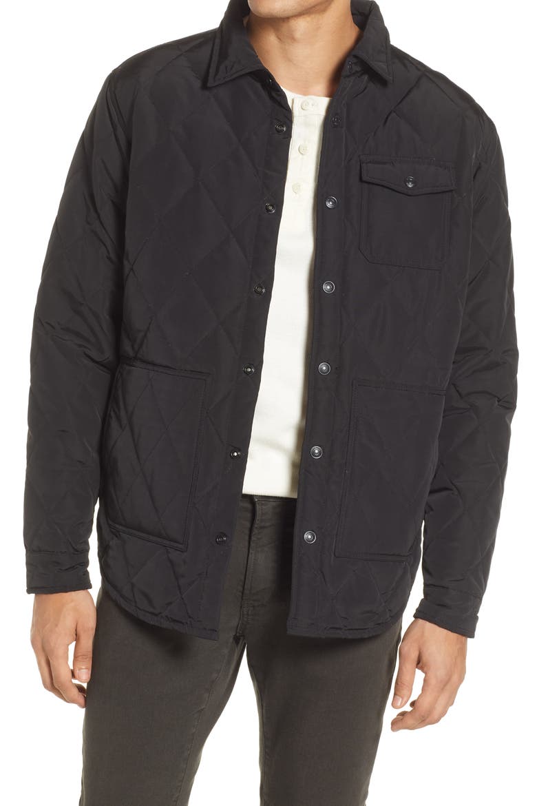 Quilted Down Shirt Jacket, Main, color, BLACK