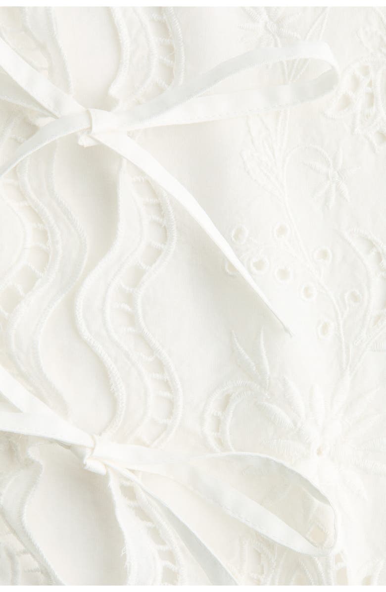 H&M Tie-front Cotton Beach Top, Alternate, color, White