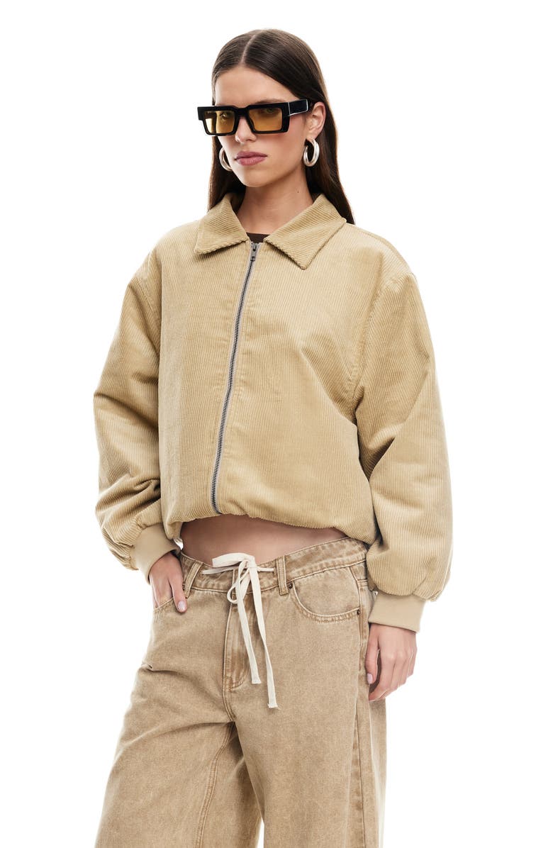 LIONESS Corduroy Bomber Jacket, Alternate, color, Latte