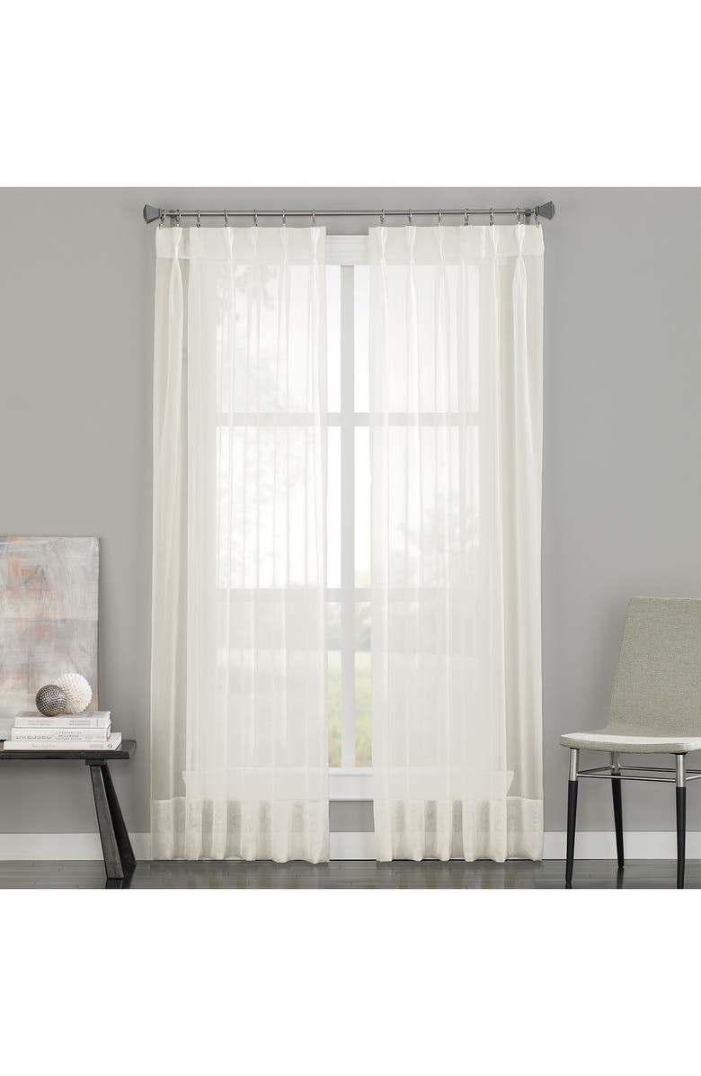 CURTAINWORKS Soho Voile Pinch Pleat 144-Inch Curtain Panel, Alternate, color, 