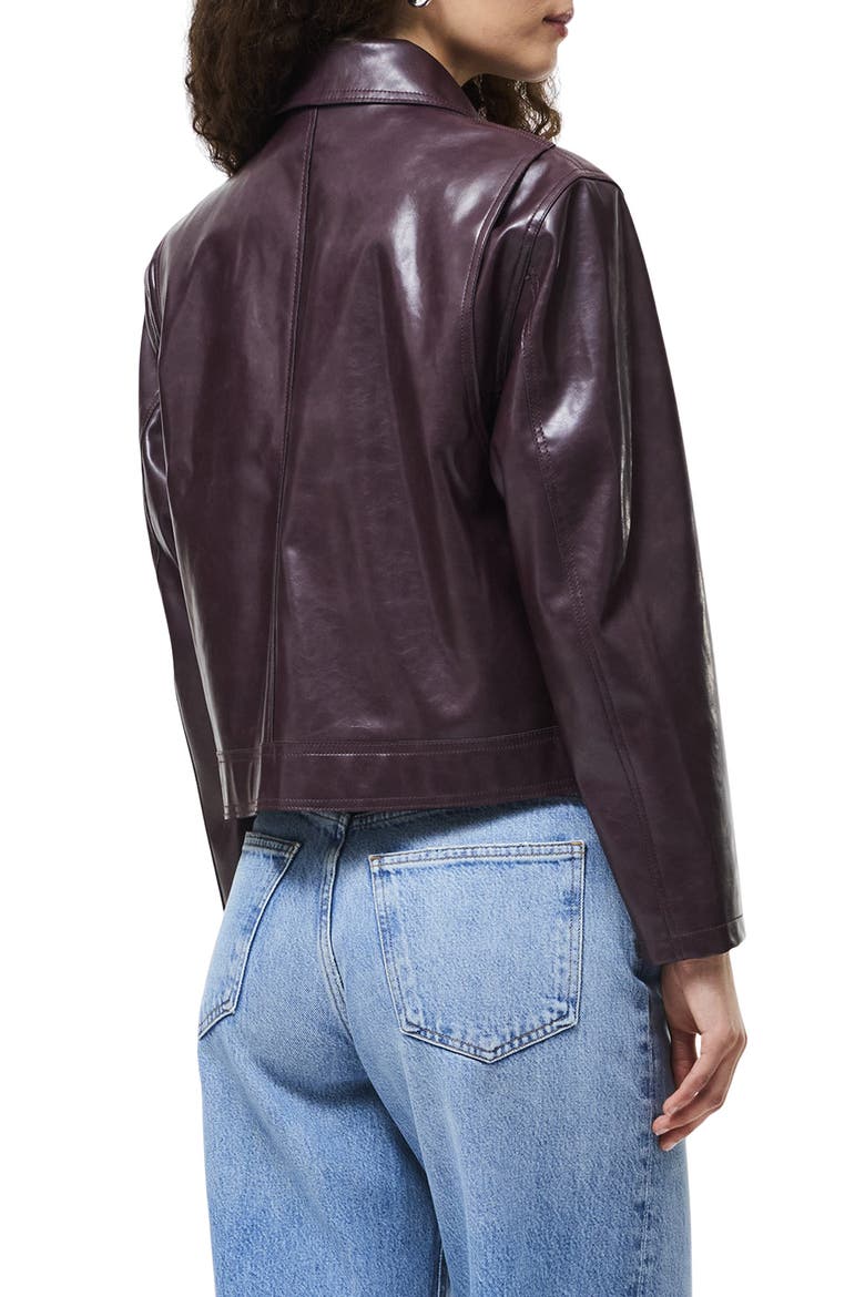 Kayleigh Faux Leather Bomber Jacket, Alternate, color, 60-BORDEAUX RED