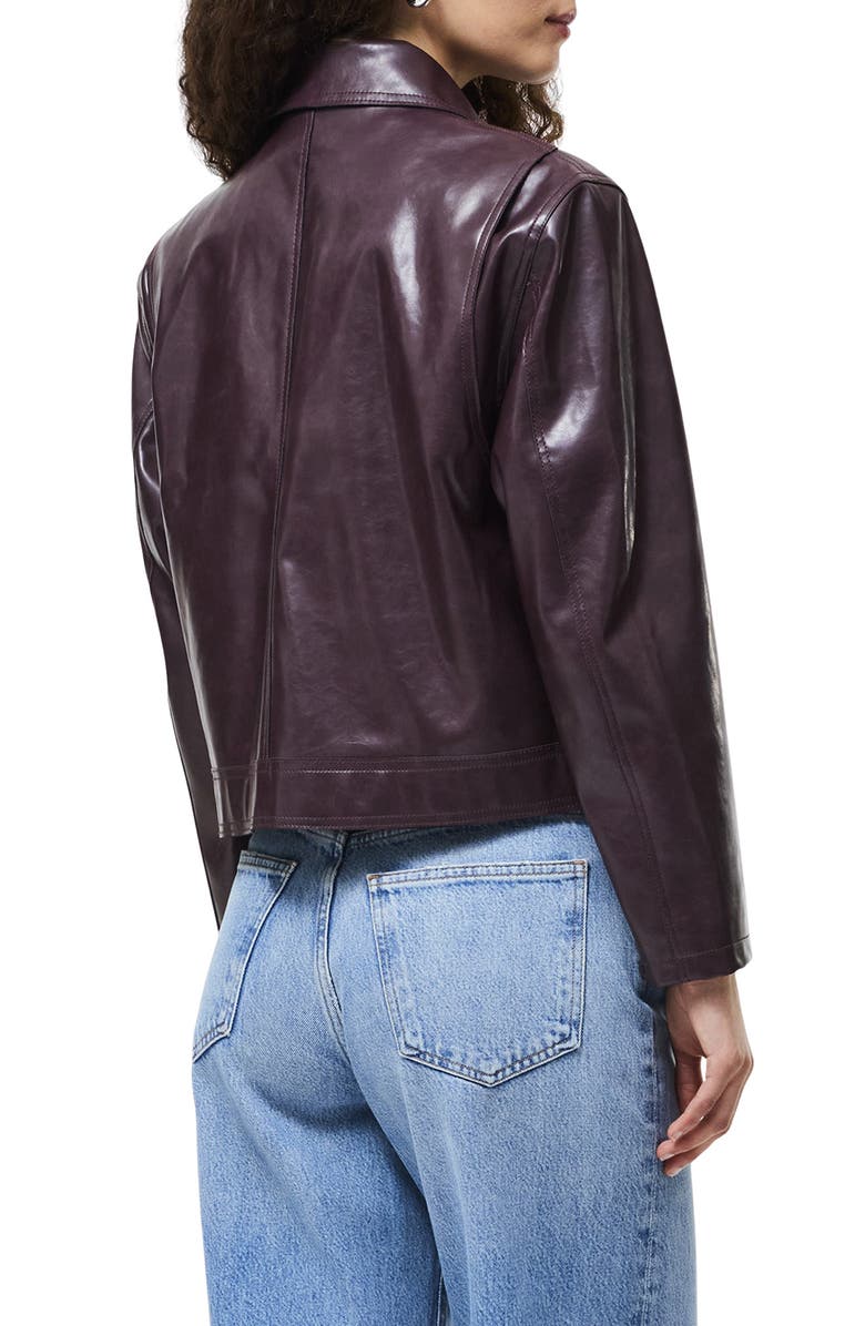 French Connection Kayleigh Faux Leather Bomber Jacket, Alternate, color, Bordeaux