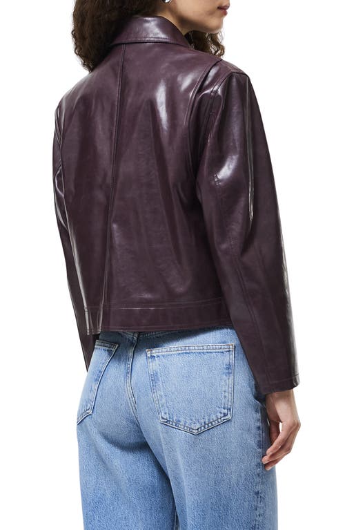 French Connection Kayleigh Faux Leather Bomber Jacket In Burgundy
