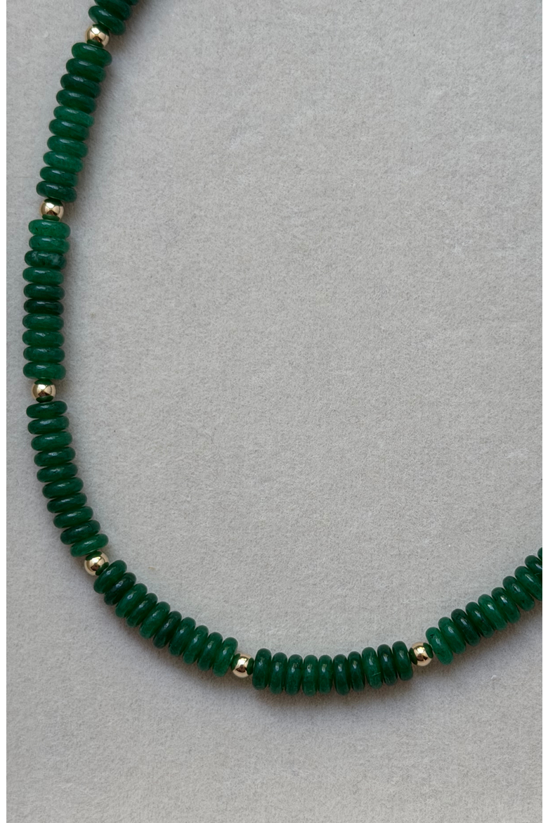 Green and 14k Gold Filled Beaded Necklace, Alternate, color, Green