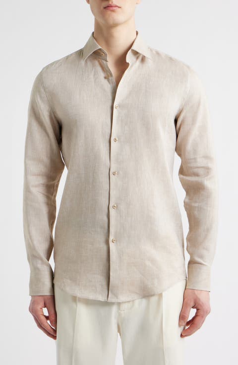 Hank Slim Fit Slub Linen Button-Up Shirt