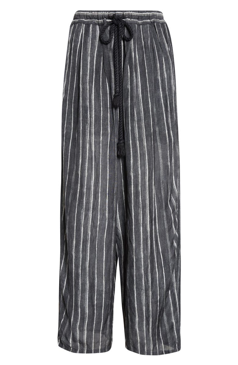 R13 Relaxed Pleated Stripe Drawstring Waist Pants, Main, color, Dark Grey Wide Stripe