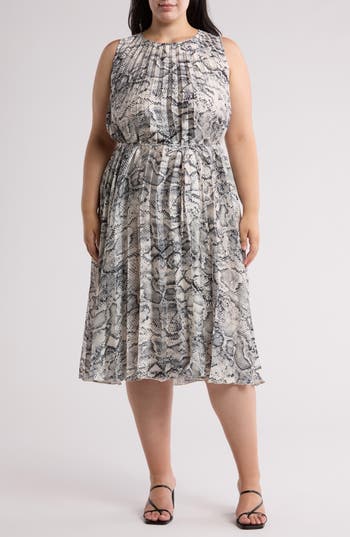 T Tahari Python Print Waist Belt Maxi Dress In Multi