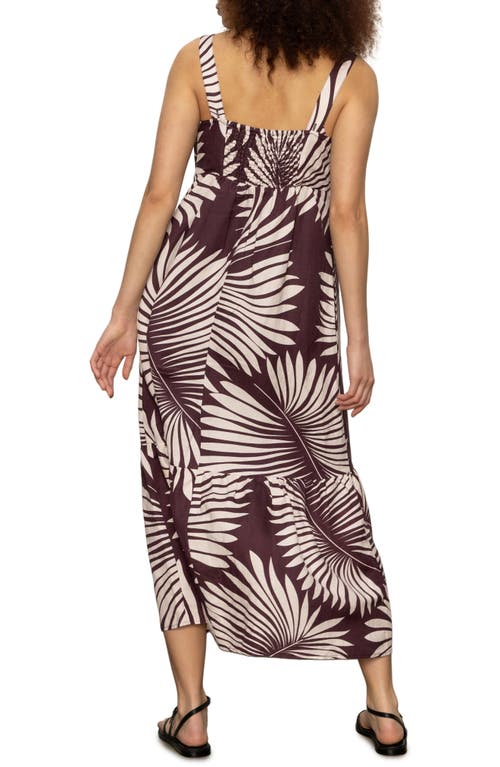 Sanctuary Sundance Palm Print Linen Blend Dress In Brown