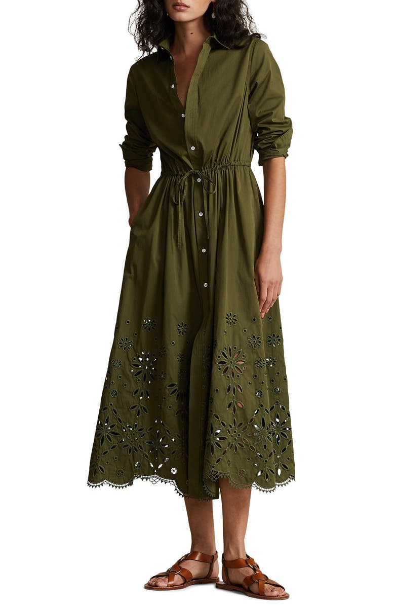 Polo Ralph Lauren Long Sleeve Cotton Twill Shirtdress, Main, color, 