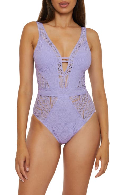 Color Play Mesh One-Piece Swimsuit