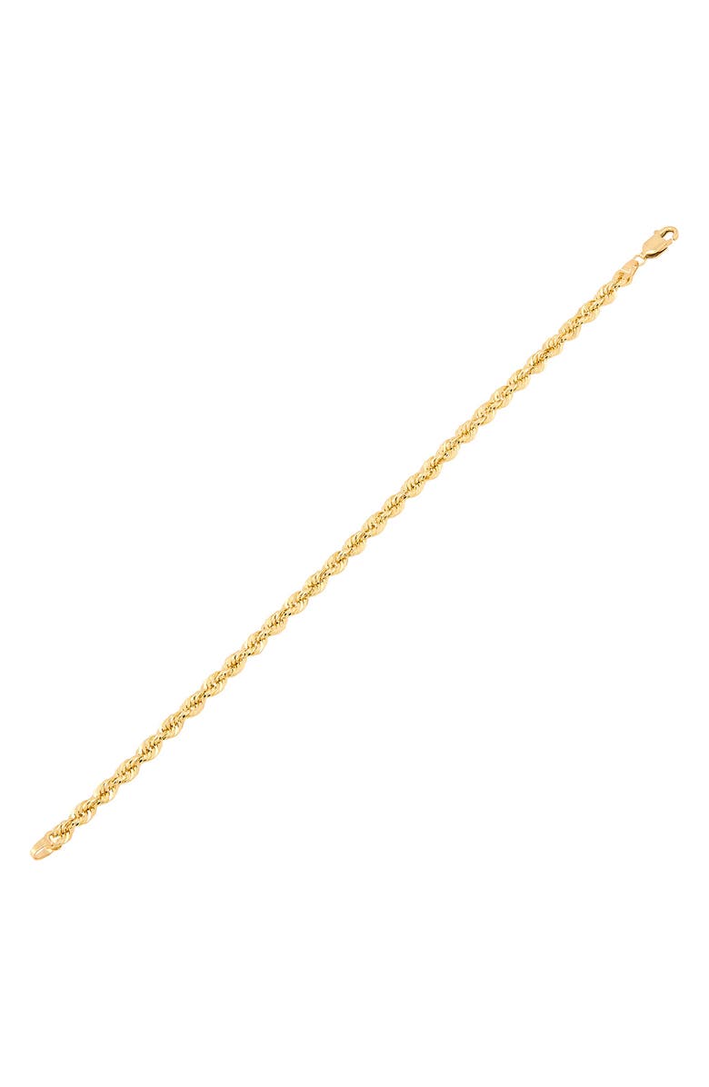 Frankie & Zoe 3.85mm Rope Chain Bracelet, Alternate, color, Yellow Gold