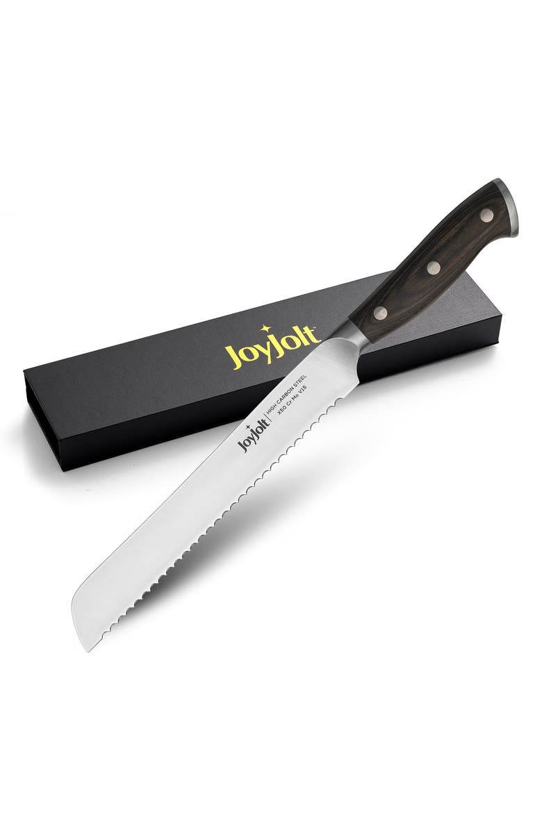 JoyJolt 8" Stainless Steel Bread Knife, Alternate, color, Silver/ Black