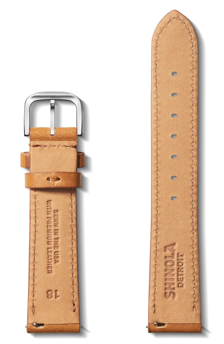 Shinola 18mm Bourbon Essex Leather Watch Strap, Alternate, color, 