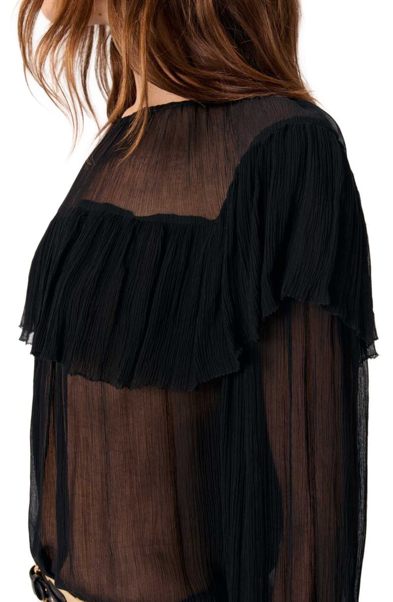 maje Ruffled chiffon top, Alternate, color, 