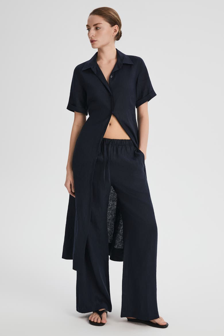 Classic Linen Maxi Dress, Alternate, color, Navy