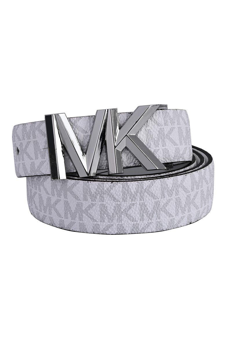 Monogram Reversible Leather Belt, Main, color, BRIGHT WHITE