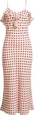 Lucy Paris Greer Ruffle Detail Polka Dot Slip Dress