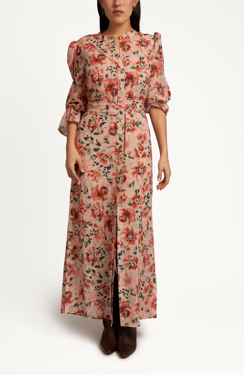 Sam Edelman Floral Print Maxi Dress, Main, color, Almond Watercolor Floral