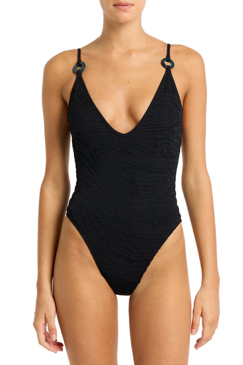 Elena 2.0 Ring One-Piece Swimsuit, Main, color, BLACK TIGER