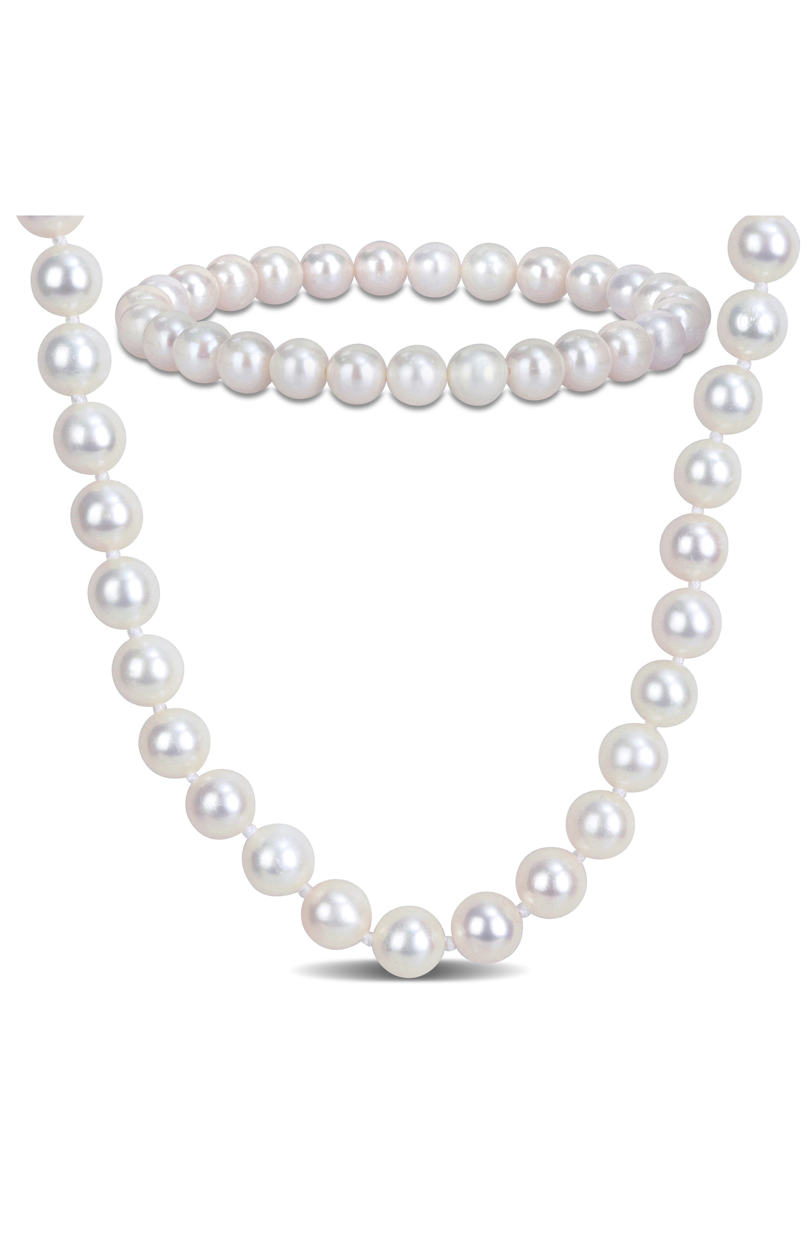 DELMAR 7-7.5mm Cultured Freshwater Pearl Necklace & Bracelet Set
