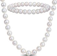 DELMAR 7-7.5mm Cultured Freshwater Pearl Necklace & Bracelet Set