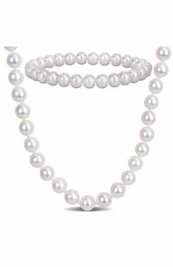 7-7.5mm Cultured Freshwater Pearl Necklace & Bracelet Set
