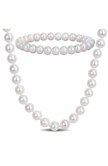 DELMAR 7-7.5mm Cultured Freshwater Pearl Necklace & Bracelet Set