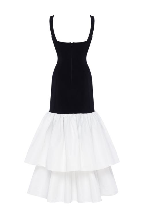 Milla Fitted Maxi Dress With Puffy Tiered Skirt In Multi