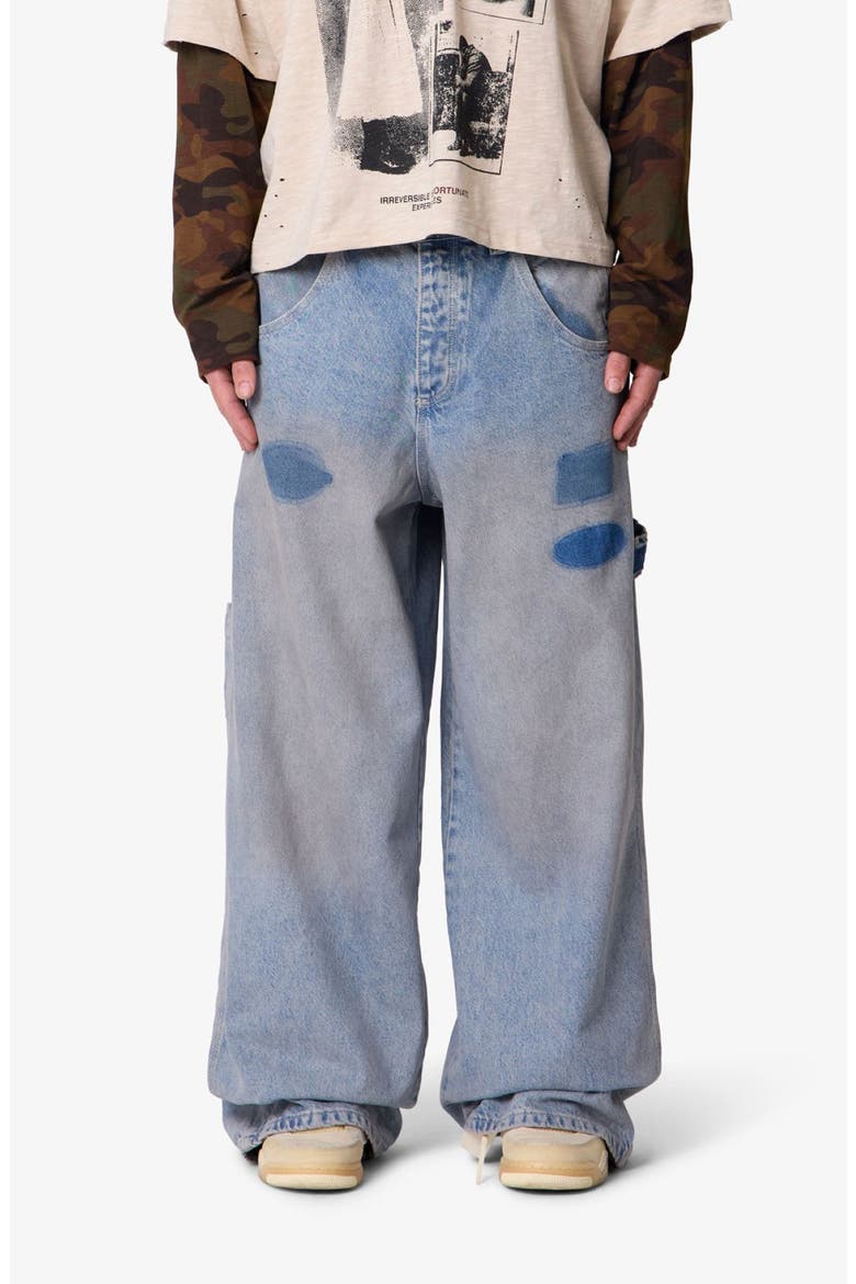 Patch Mark Rave Baggy Jeans, Main, color, BLUE