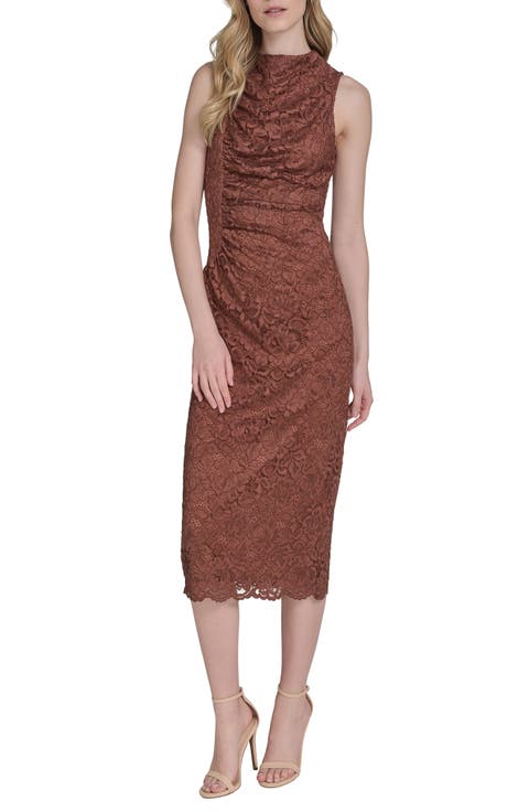 Lace Sleeveless Sheath Midi Dress