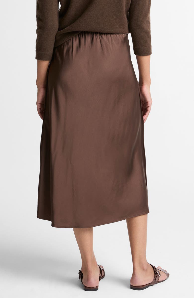 Vince Pull-On Satin Slip Skirt, Alternate, color, Dark Bark