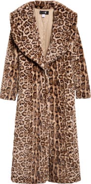KIM SHUI Ashlyn Oversized Leopard Faux Fur Coat