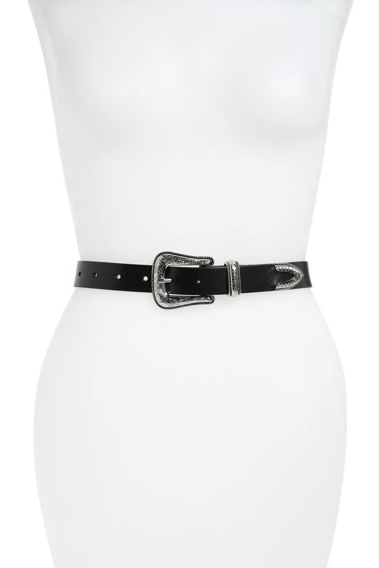 Western Leather Belt, Main, color, BLACK