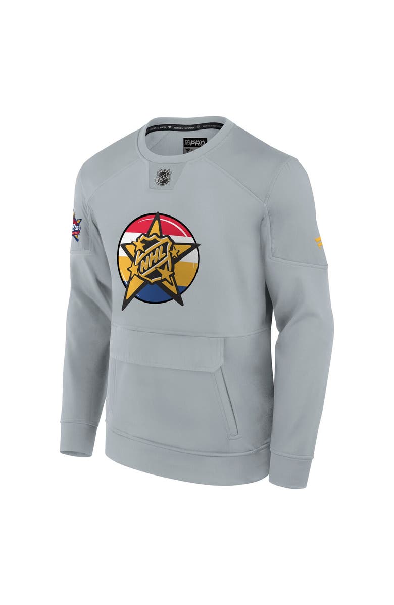 FANATICS Men's Fanatics Branded Gray 2024 NHL All-Star Game Authentic Pro Tech Fleece Pullover Sweatshirt, Alternate, color,