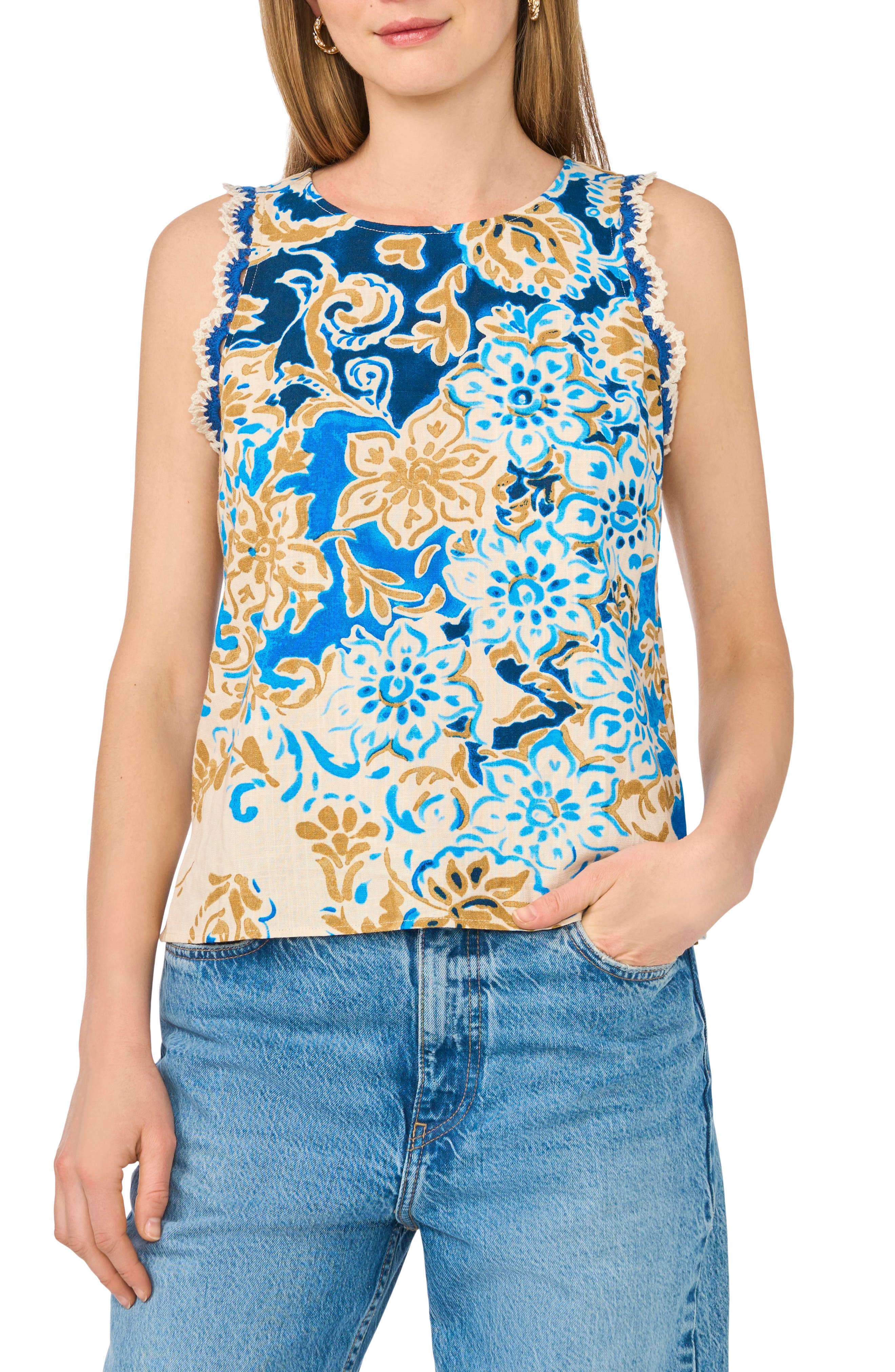Vince Camuto Crochet Trim Tank