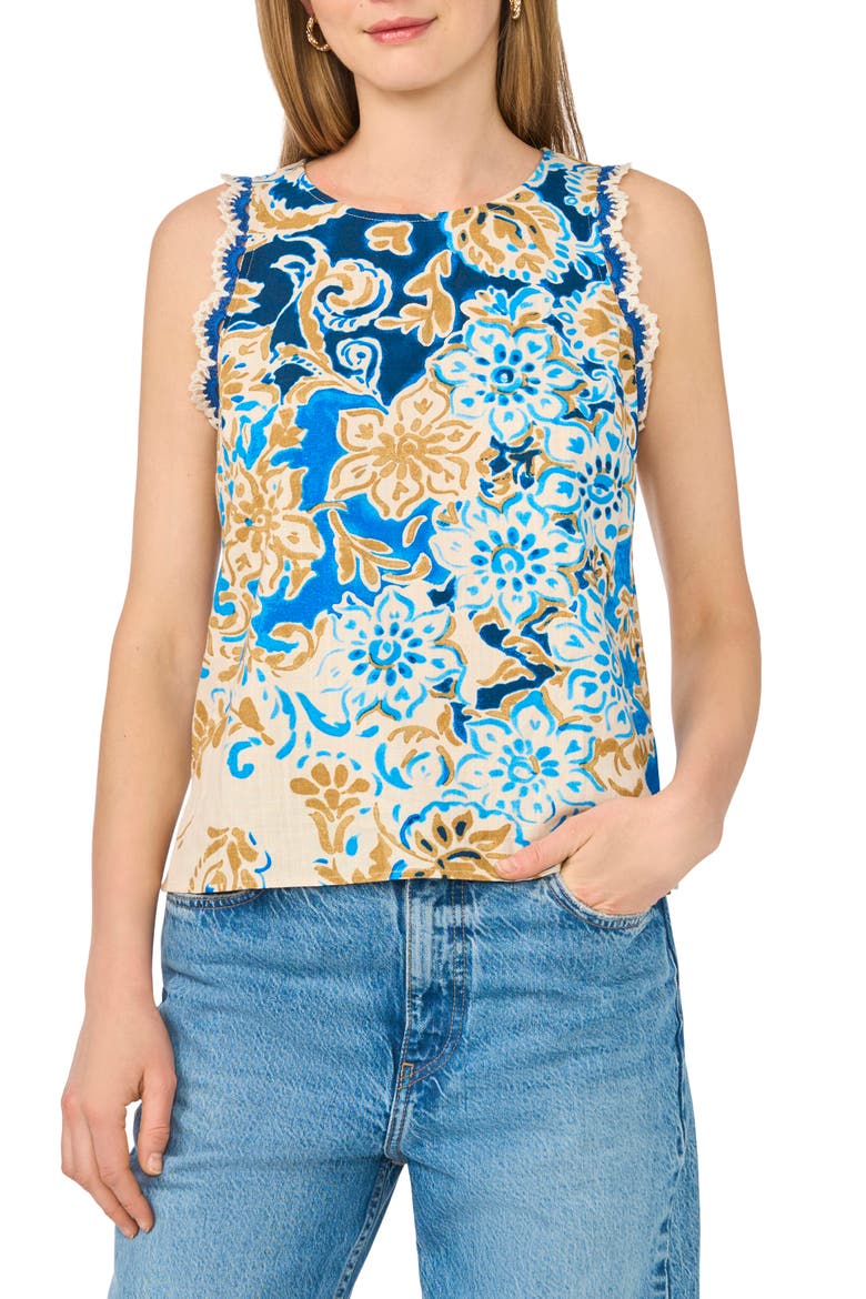 Crochet Trim Tank, Main, color, SEPIA TAN