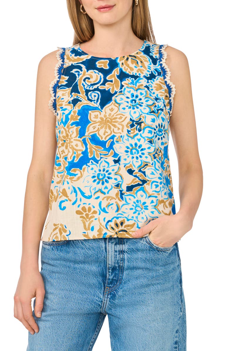 Vince Camuto Crochet Trim Tank, Main, color, Sepia Tan