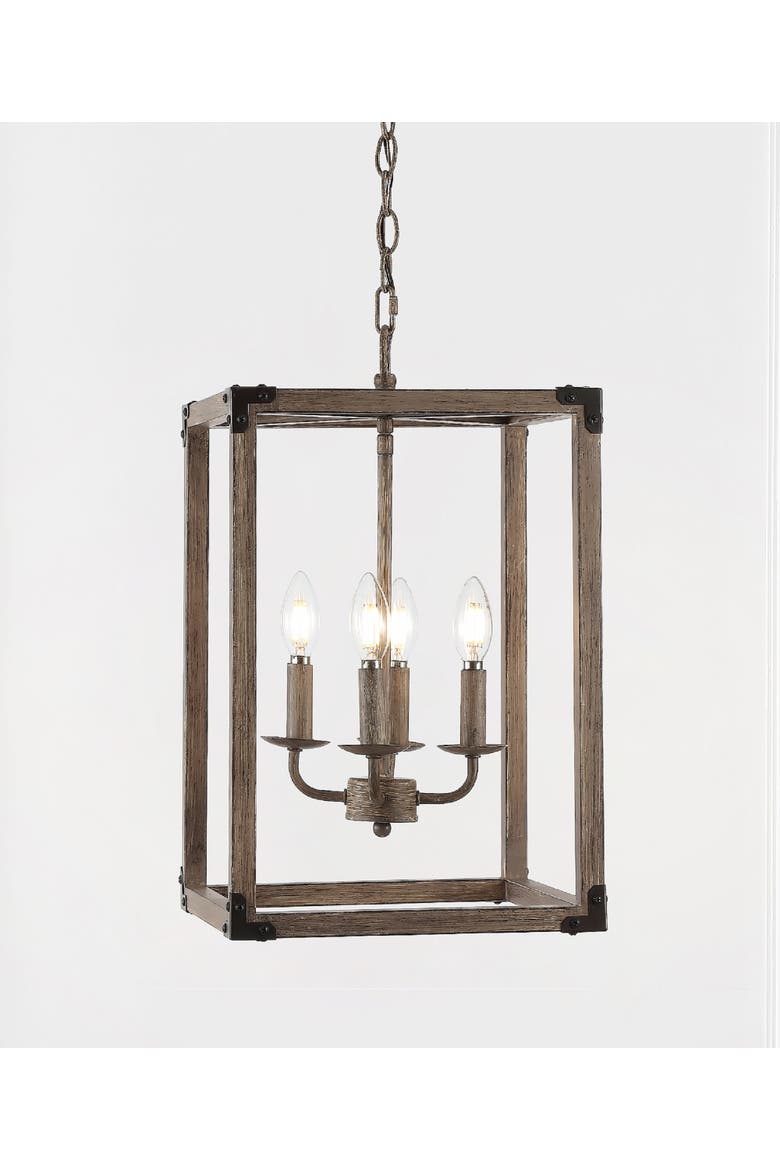 Magnolia 4-Light Adjustable Iron Rustic Farmhouse LED Pendant, Alternate, color, Brown