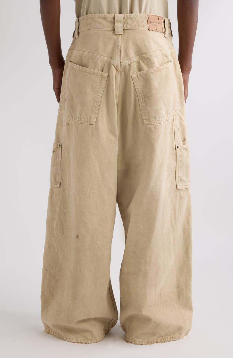 Balenciaga Ripped Off Baggy Carpenter Jeans, Alternate, color, 9501 Beige