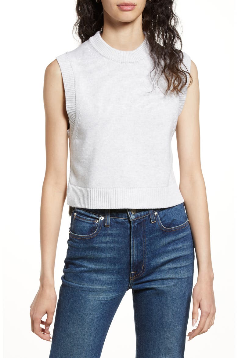 Cotton Sweater Vest, Main, color, DOVE GREY