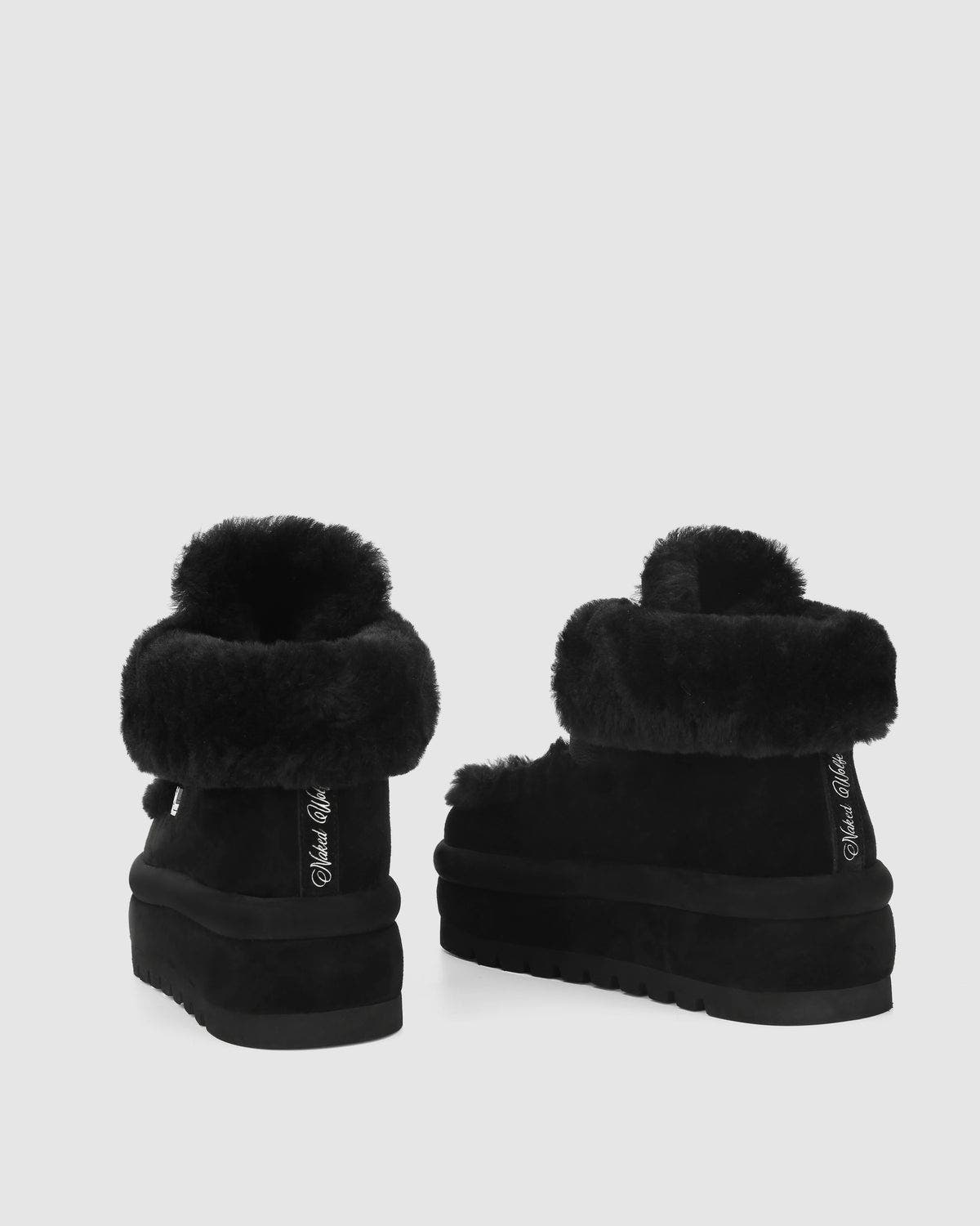 Naked Wolfe Bambi Tan Suede/Shearling, Alternate, color, Black