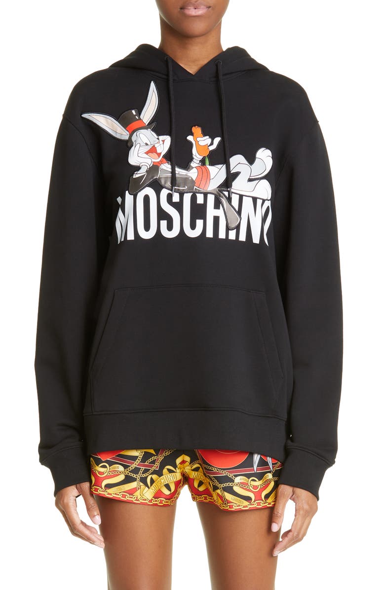 Moschino Bugs Bunny Cotton Graphic Hoodie, Main, color,