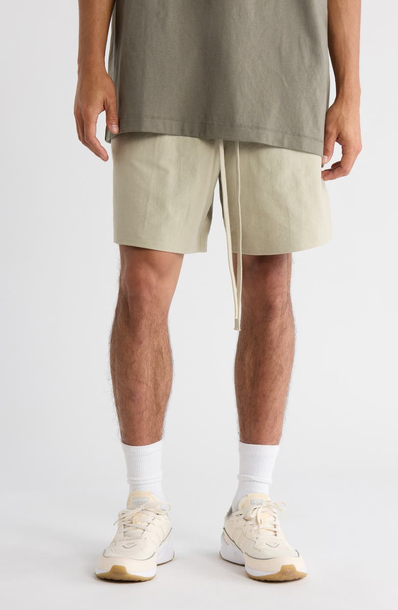 Fear of God Essentials Oxford Soccer Shorts, Main, color, Abbey Stone