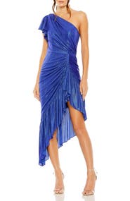 Mac Duggal One Shoulder Flutter Sleeve High Low Dress