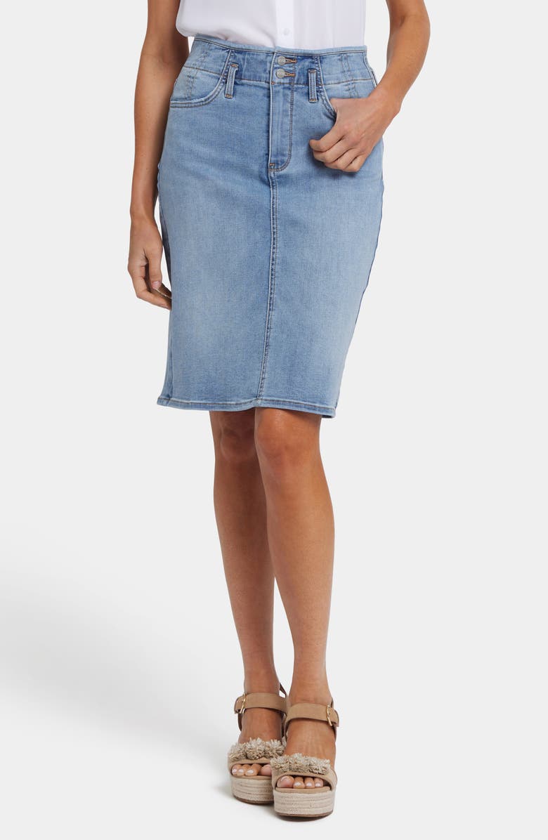 NYDJ Hollywood High Waist Denim Skirt, Main, color, Santiago Sea