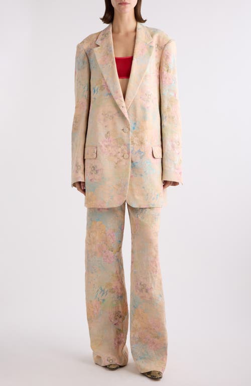 Shop Dries Van Noten Basti Floral Jacquard Single Breasted Blazer In Light Pink