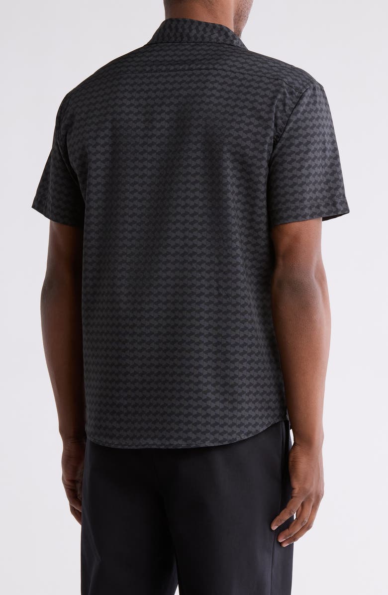 DKNY SPORTSWEAR Jameson Short Sleeve Button-Up Shirt, Alternate, color, Black