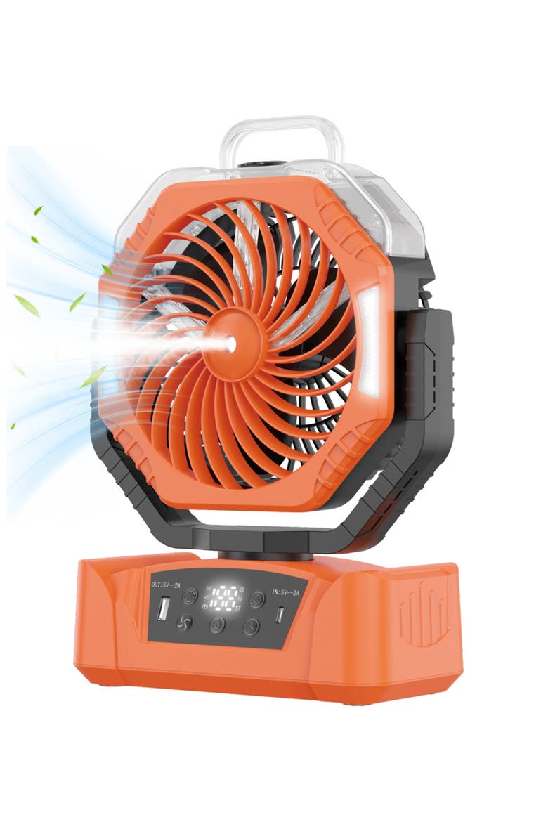 Outdoor Misting Fan, Main, color, Orange with black accents